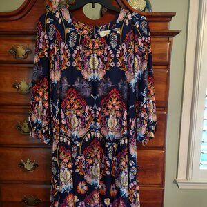 Anthropologie Maeve Sawyer Balloon Sleeve Multicolor Floral Tunic Dress Medium